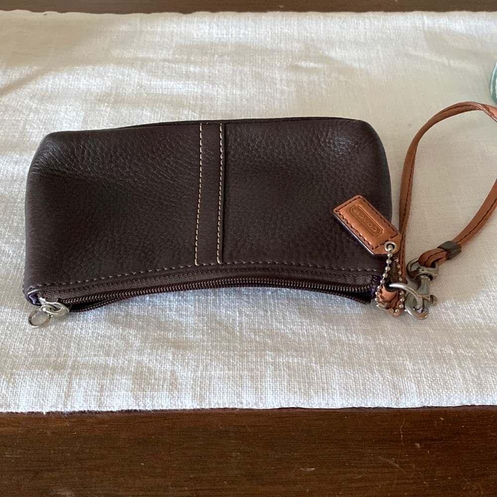 Brown Leather Coach Wristlet
